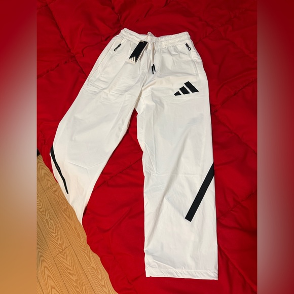 Adidas White Joggers with Black Accents